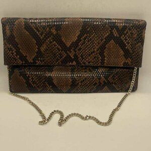 NWT Express Reptile Python Print Clutch Purse Shoulder Bag Removable Chain Strap